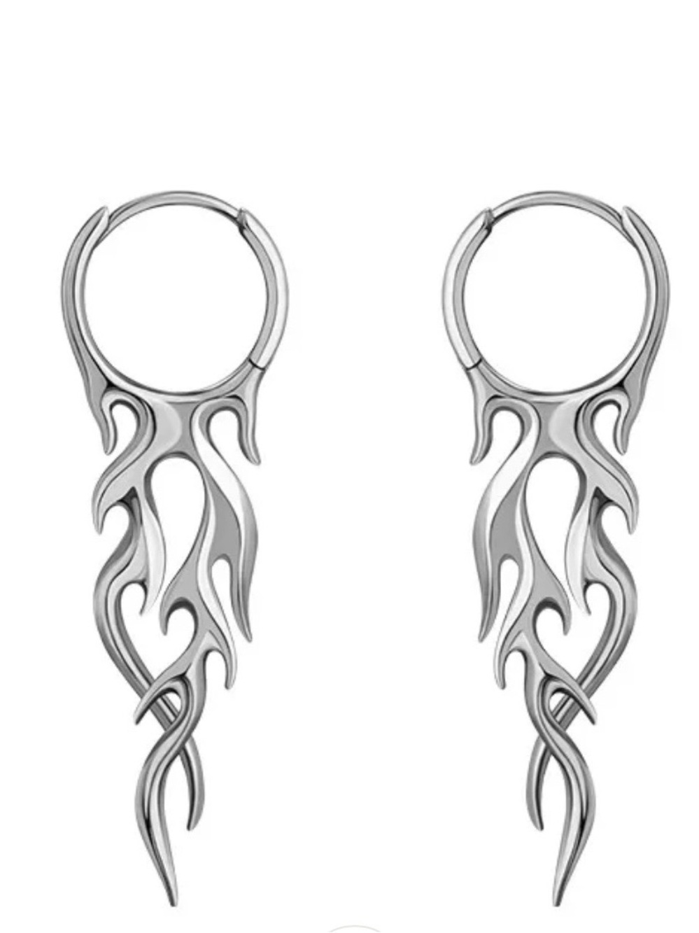 Sundelle Bloodline Silver Flame Hoop Earrings NWT